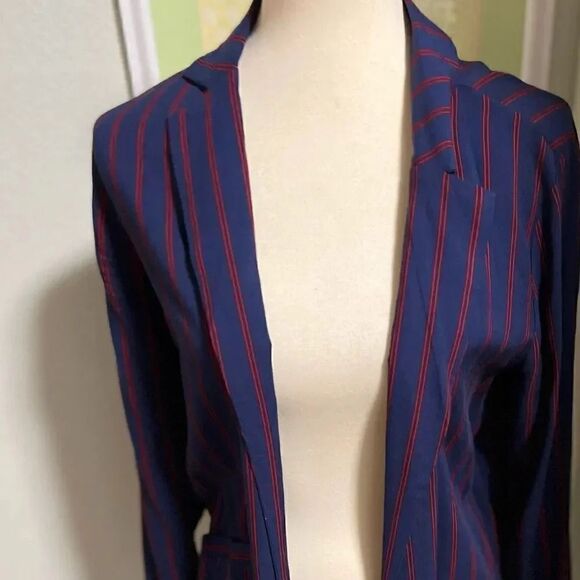 NWOT Blue & Red Striped Open Forever 21 Cardigan Size Medium #C32 - Picture 5 of 5